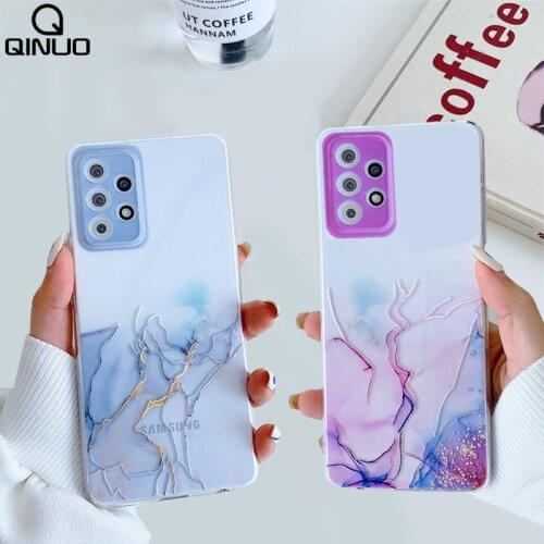 Transparent Marble Glitter Phone Case For Samsung Galaxy S21 FE Ultra Plus A02 A02S A12 A22 A32 A52 A72 A82 Soft Silicone Cover