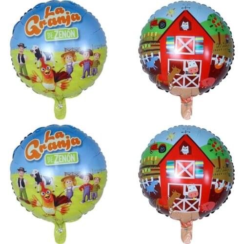 50pcs New 18-inch Round Cartoon Aluminum Balloons Farm Theme Childrens Holiday Party Layout Decorative Balloons Wholesale