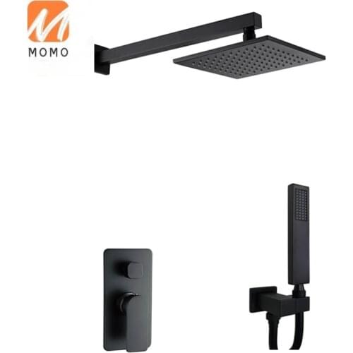 Black Waterfall In Wall Mounted Concealed Bathroom Rain shower mixer with shower head