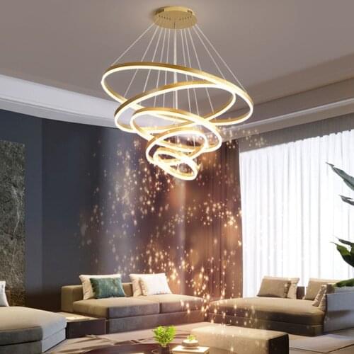 Modern led chandelier lighting for dining room gold circle ring hanglampen living room bedroom decor chandeliers ceiling kitchen