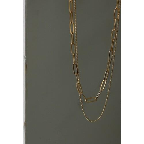 Titanium Layered Beads Chains Choker Necklace Women Stainless Steel Jewelry OL Designer T Show Runway Gown Rare Glam Japan Ins