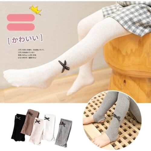 3-14 Yrs Children Spring Autumn Winter Bowknot Tights Cotton Baby Girls Pantyhose Kids Infant Knitted Collant Tights