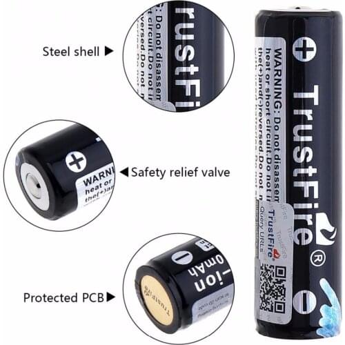 TrustFire 18650 Protected Rechargeable Batteries 3.7V 2600mAh Lithium Li-ion Battery For Led Flashlights with PCB
