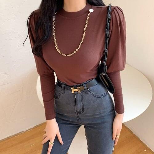 WWENN Top Sexy T Shirt Women 2021Spring Elasticity Korean Style Woman Clothes Slim Tshirt Autumn Female Casual Long Sleeve Top