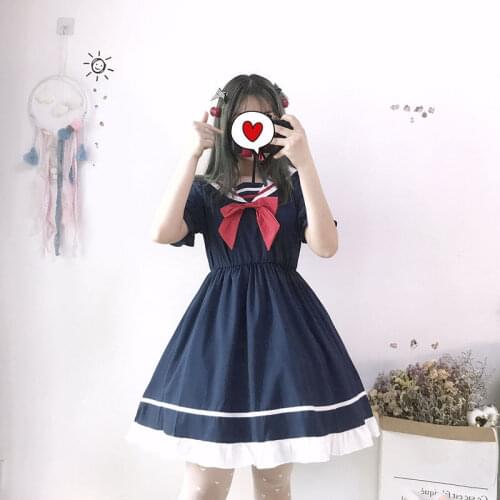 Japanese School Uniform Dress Sweet College Style Lovely Lolita Girl Student Clothes University Clothes Loli Dress Sailor Collar