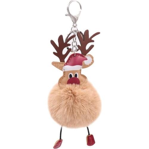 1pcs Christmas Plush Deer Shaped Keychain For Women Girls Fashion Innovative Car Key Chain Cute Christmas Gifts For Bag Ornament