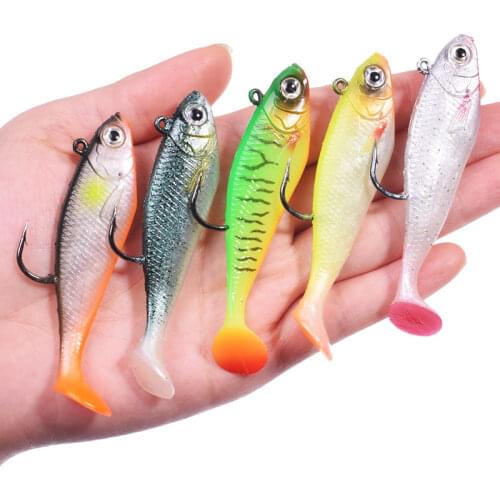 1PCS Silicone Soft Lure Jigging Wobblers 75mm/9.5g Artificial Bait Fishing Lures Sea Bass Carp Spoon Swimbait Fishing Tackle