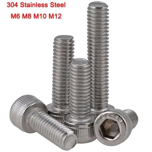 1Pcs 304 Stainless Steel Left Hand Thread Hex Socket Cap Head Screw Hexagon Socket Cap Head Screw M6 M8 M10 M12 Length 12-50mm