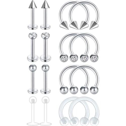 16g Lip Rings Studs Labret Piercing Jewelry Tragus Earrings Septum Ring Helix Cartilage Piercings Clear Lip Piercing Jewelry