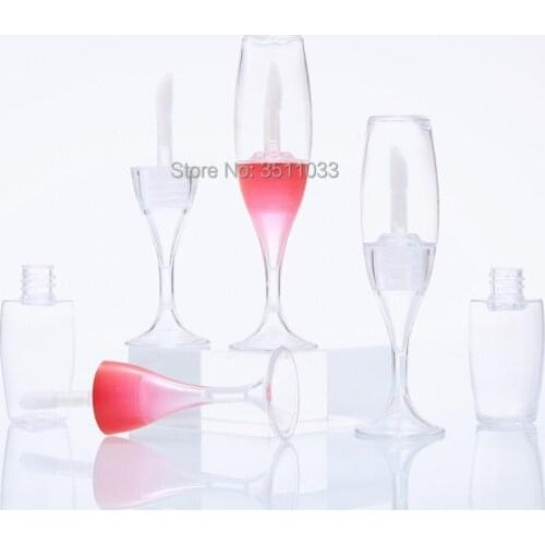 8ML Creative Wine Shaped Empty Lip Gloss Bottles Tube DIY Red Clear Cosmetic Refillable Lip Glaze Bottle with Wand Tip Container