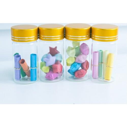 30*60mm 24pcs 25ml Glass Bottles Aluminium Screw Golden Cap Empty Transparent Clear Liquid Gift Container Wishing Bottle Jars