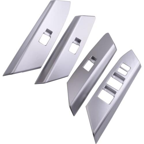 4Pcs Chrome Window Switch Button Trim Cover Moulding Car ABS Fit for Toyota RAV4 2016 2017 2018 Left Hand Drive