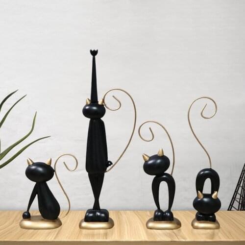 4 Pcs Creative Cat Decoration Ornaments Modern Simple Living Room Dining Table Study Wine Cabinet Home Decorations Creative Gift