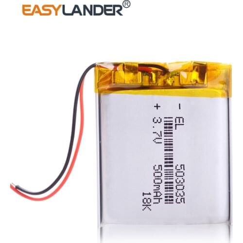 503035 3.7v 500mah lithium polymer battery 3 7V volt li po ion lipo rechargeable batteries for dvd GPS navigation