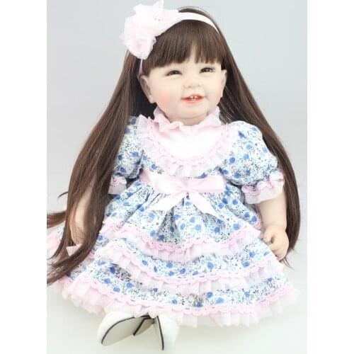 55cm 22inch Real Looking Silicone Girl Doll with Clothes Lifelike Baby Princess Doll Toys for Children Birthday XmasGift