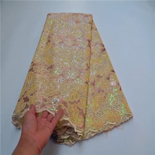 African Lace Fabric 2020 High Quality Lace Nigerian Sequins Lace Fabrics Embroidered French Lace Fabric For Women FLP-1097