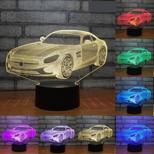 3D Lamp Illusion Car Led Night Light for Children Bedroom Decoration Lights Gifts Toys Sports Car for Kids Birthday Christmas
