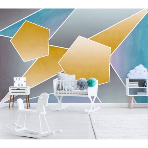 Wellyu Custom large mural 3D hand-painted elephant geometric color block background mural living room background wallpaper