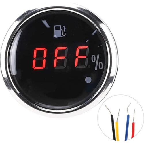 Fuel Level Gauge 2in Fuel Level Gauge LED Digital Display Smart Red Light Alarm for Marine Boat Car Fuel Level Display