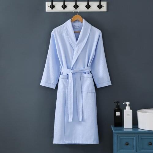 Waffle Bathobe Men 100% Cotton Long Robe Women Soft Bath Robe Ladies Casual Nightrobe Highly Absorbent Sleepwear Loose Homewear