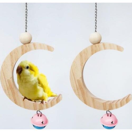 Parrots Toys Moon-shaped Parrot Swing Bird Accessories For Pet Toy Swing Stand Budgie Parakeet Cage Parkiet Hanging Hammock