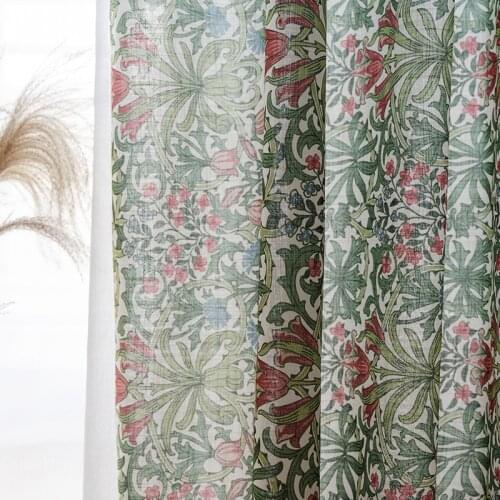 American Country Classical Coffee Color Cotton and Linen Semi-shading Living Room Bedroom Study Curtain