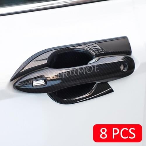 Carbon Fiber Door Handle Cover + Surrounds Trims Kits For Toyota Camry 2018 2019 2020 Accessories