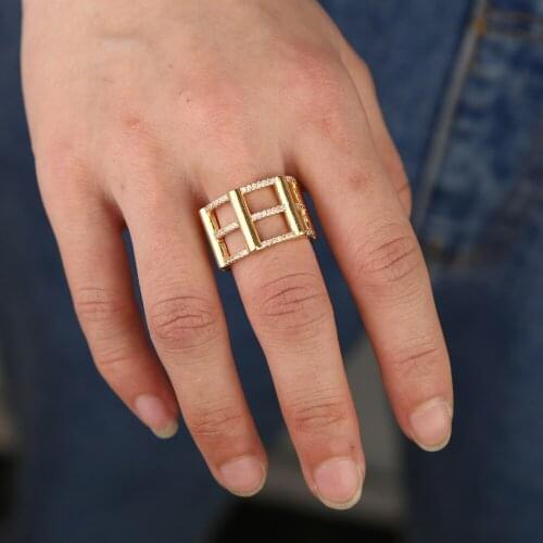 Fashion cheaper gold filled women finger rings with cz pave multi band wide rings for wedding birthday rings jewelry gift