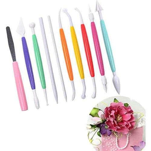 10 Piece Set Color Carving Pen Kit Shaping Knife Fondant Cake Sugar Craft Decorating Accessories Diy Baking Modelling Tools