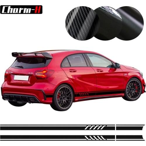 Edition 1 Style Side Stripes Decal Stickers for Mercedes Benz W176 A Class A45 AMG A180 A200 A250-5D Carbon Fibre/White/Silver