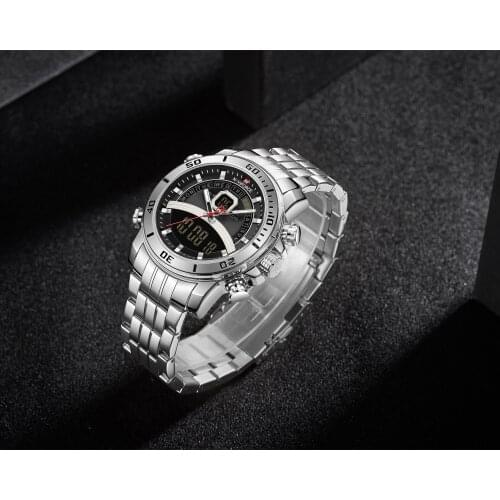 NAVIFORCE 2021 new fashion brand men sports watch mens military LED display quartz watch automatic date 30M waterproof clock