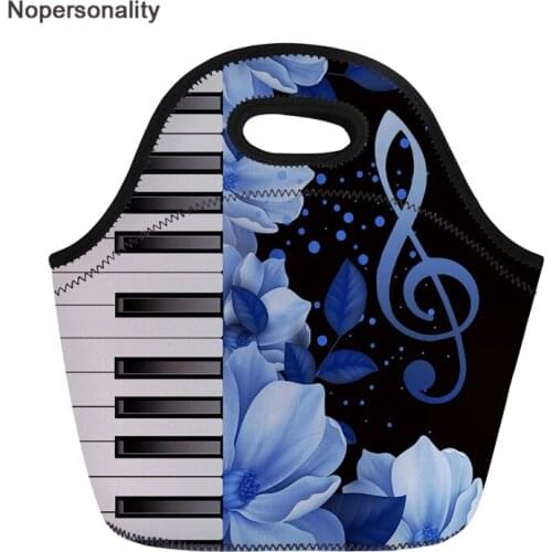 Nopersonality Piano Keyboard with Music Note Printing Lunch Bag for Students Women Small Picnic Portable Bags Handbags Bolsa