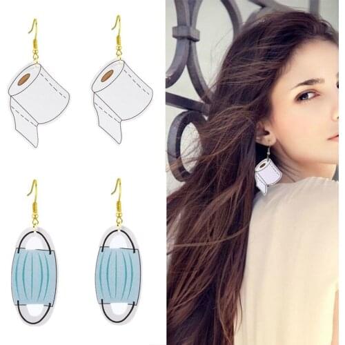 New Creative Toilet Paper Mask Drop Earrings Leather Earrings Ladies Fashion Wild Earrings Jewelry Gifts