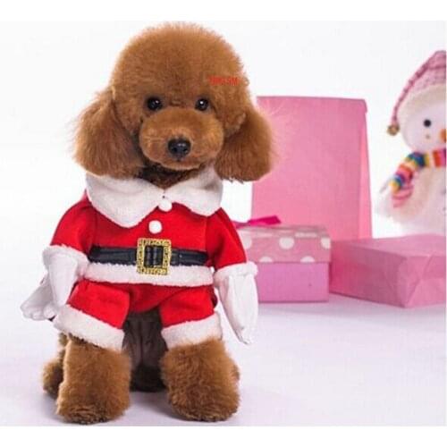 Pet Dog Christmas Clothes Santa Claus Dog Costume Winter Puppy Pet Cat Coat Jacket Dog Suit with Cap Warm Clothing For Dogs Cats