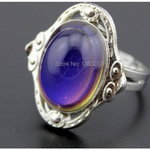 Wholesale 50pcs Gypsy Oval Mood Ring Color Changing Emotion Feeling Temperature Finger Opening Rings Bands MR73