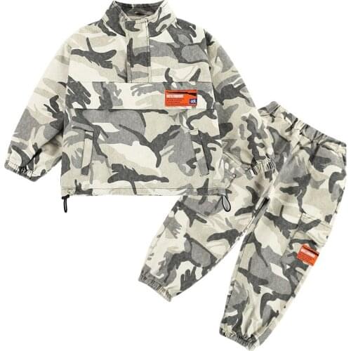 Boy autumn and winter camouflage two-piece suit Boy Camouflage T-Shirt Pants Sports Set Boy Premium Casual Set