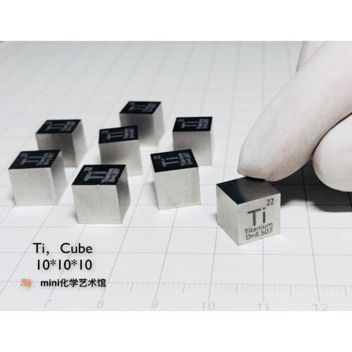 Custom Titanium Cubic Metal Titanium Periodic Table Cube Side Length 10mm Weight About 4.57g TiLess than or Equal to 99.5