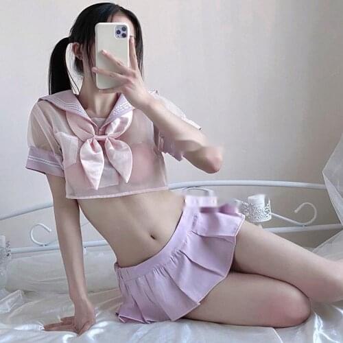 Sexy Cute Underwear Loli Bow Perspective Sailor Suit Cosplay Sexy Passion JK Uniform Exotic Seductive Kawaii Lingerie Suit NDKO