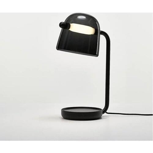 Simple light luxury glass desk lamp black study bedroom designer model room exhibition hall lamp American desk lamp