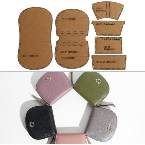 Handmade Leather Short Wallet Kraft Paper Template Change Pocket Craft Paper Pattern DIY Leather Craft Sewing Drawing Stencils
