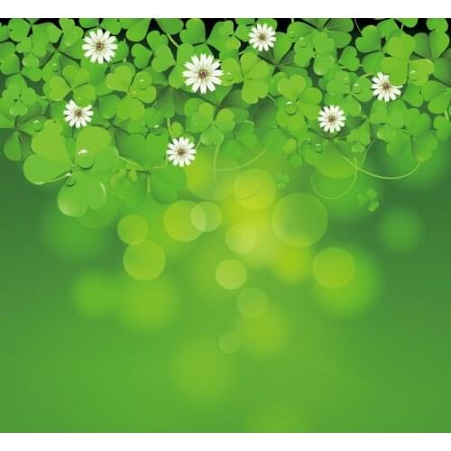 Happy St. Patricks Day Backdrop Clover with Flowers Background Festival Party Decor Photo Booth Studio Photography Props