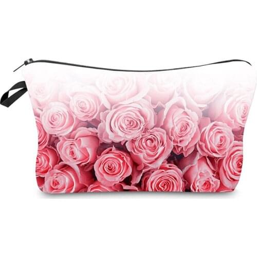 Rose Floral Cosmetics Organizer Bag Hot Sale Womens Makeup Bag Storage Bag Mini Fashion Travel Toiletry Bags Child Pencil Case