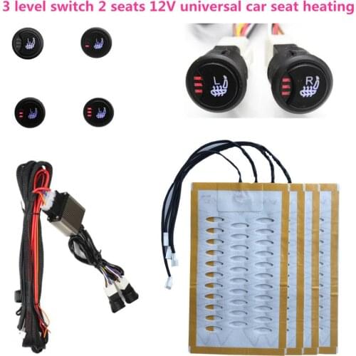 Universal 2 seats 4pcs 12v car Alloy wire fiber 3 level heated seat heater pad switch kit Round Switch Winter Warmer Seat Covers