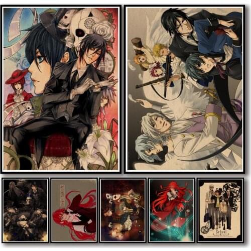 WTQ Canvas Painting Anime Posters Black Butler Wall Decor Retro Poster Wall Art Picture Room Decor Home Decor