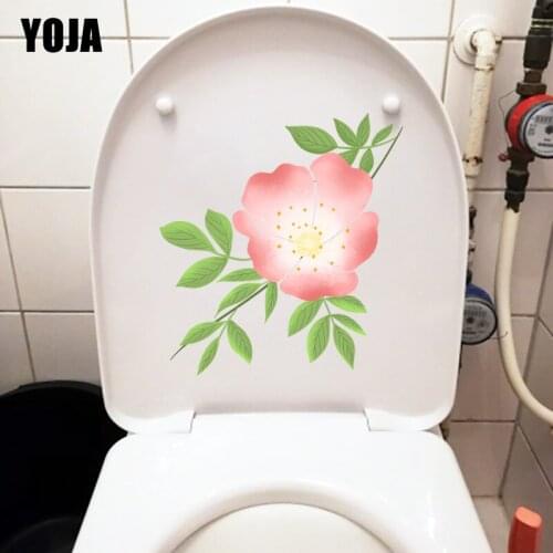 YOJA 21.8X15.7CM Delicate Flower Girl Bedroom Wall Sticker Toilet Home WC Decor Decal T1-1747