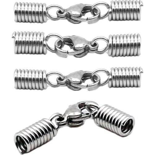 10pcs Stainless Steel Clasps End Caps Hooks Fit 2.5/3/4mm Leather Cord Bracelet Necklace Connectors For Jewelry Making