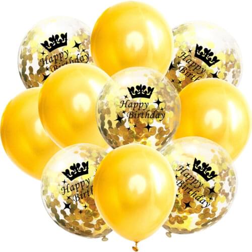 10pcs 12 Inch Happy Birthday Clear Foil Confetti Latex Balloons Set Adults 18 30 40 50 60 Birthday Party Decorations