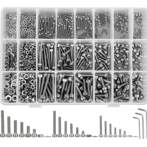 1083Pcs Metric Bolt Assortment M2 M3 M4 Alloy Screws Nuts and Washers Hex Socket Head Cap Machine Screws with Allen Wrenches