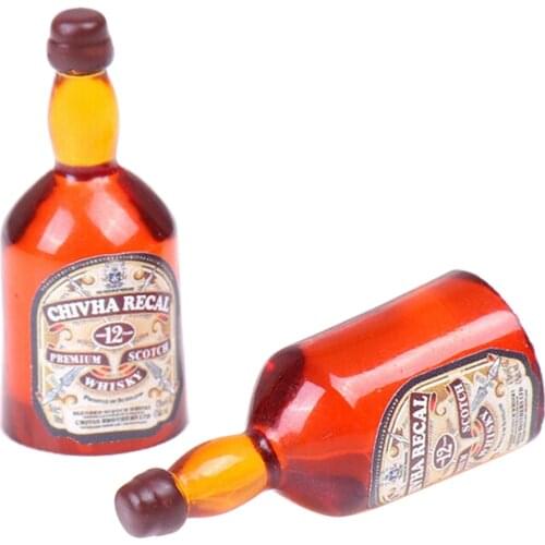 2Pcs Dollhouse Accessories Miniature Wine Bottles Kitchen Accessories Miniature Dollhouse Decorations