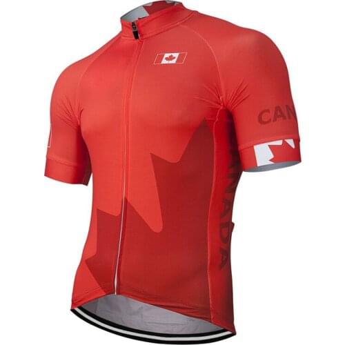 2020 Canada Mens Cycling Jersey Customized Bike Road Mountain Race Short Sleeve Red Racing Clothing Breathable